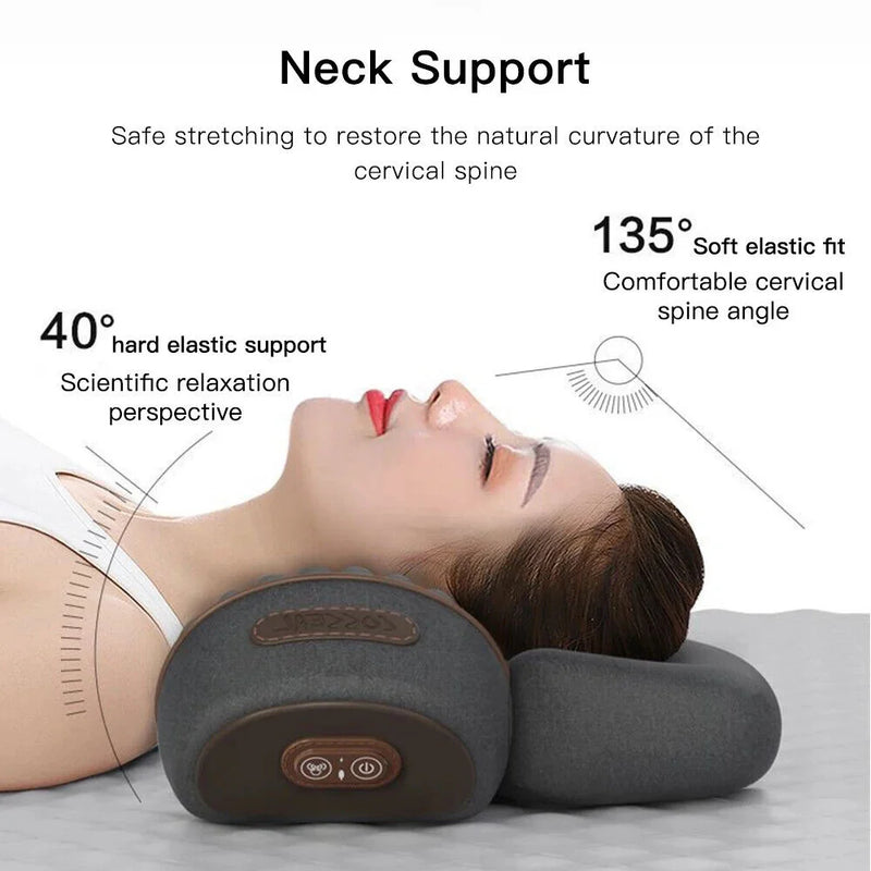 Almohada masajeadora Cervical eléctrica, compresa caliente, masaje de vibración, tracción del cuello, relajante, almohada de espuma viscoelástica para dormir, soporte para la columna vertebral